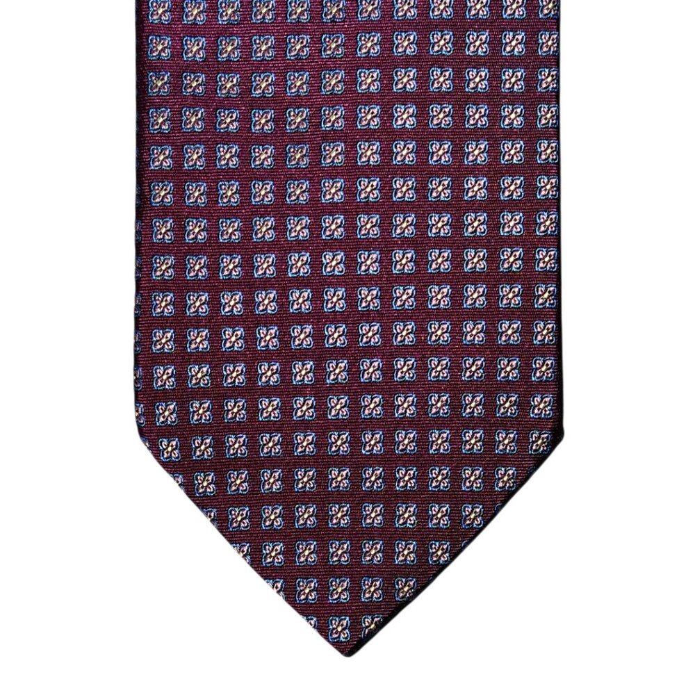 Brooks Brothers 346 Necktie Tie Men's Purple Blue Silver Floral Silk Made in USA